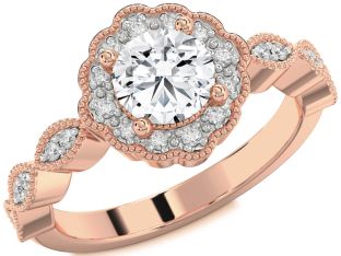 Diamond Rose Gold Halo Round Engagement Ring