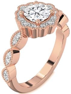 Diamond Rose Gold Halo Round Engagement Ring