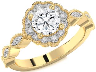 Diamond Gold Halo Round Engagement Ring