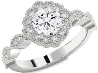 Diamond White Gold Halo Round Engagement Ring