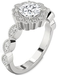 Diamond White Gold Halo Round Engagement Ring