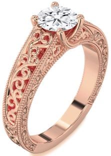 Diamond Rose Gold Knot Round Vintage Engagement Ring