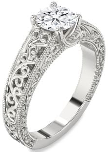 Diamond White Gold Knot Round Vintage Engagement Ring