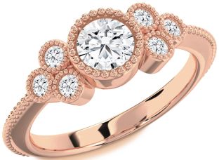 Diamond Rose Gold Round Vintage Engagement Ring