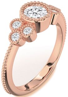Diamond Rose Gold Round Vintage Engagement Ring