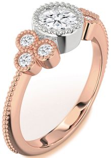 Diamond White Rose Gold Round Vintage Engagement Ring