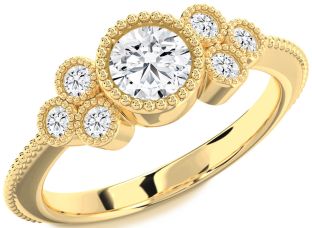 Diamond Gold Round Vintage Engagement Ring