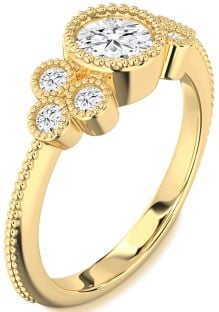 Diamond Gold Round Vintage Engagement Ring