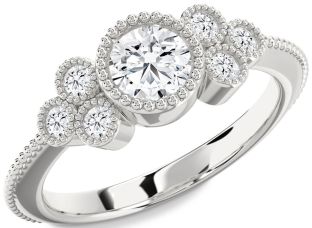 Diamond White Gold Round Vintage Engagement Ring