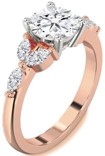 Diamond White Rose Gold Round Engagement Ring
