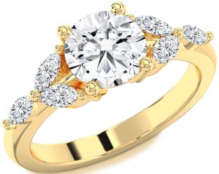 Diamond Gold Round Engagement Ring