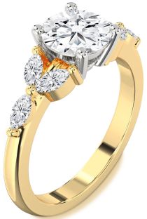 Diamond White Yellow Gold Round Engagement Ring
