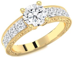 Diamond Gold Round Vintage Engagement Ring