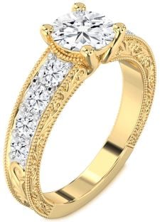 Diamond Gold Round Vintage Engagement Ring