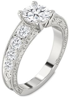 Diamond Platinum Round Vintage Engagement Ring