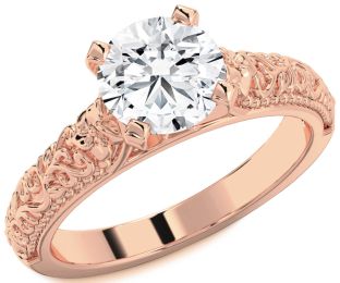Diamond Rose Gold Round Vintage Engagement Ring
