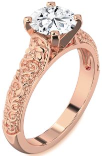 Diamond Rose Gold Round Vintage Engagement Ring
