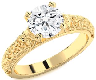 Diamond Gold Round Vintage Engagement Ring