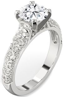 Diamond Platinum Round Vintage Engagement Ring