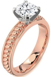 Diamond White Rose Gold Knot Round Solitaire Engagement Ring