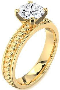 Diamond Gold Knot Round Solitaire Engagement Ring