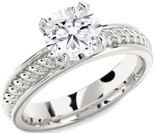 Diamond White Gold Knot Round Solitaire Engagement Ring