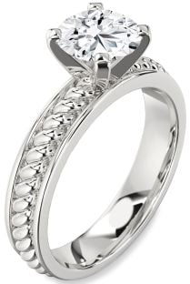 Diamond White Gold Knot Round Solitaire Engagement Ring