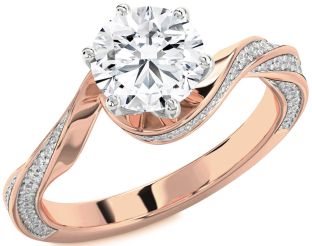 Diamond White Rose Gold Round Solitaire Engagement Ring
