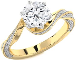 Diamond Platinum & Yellow Gold Round Solitaire Engagement Ring