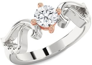 Diamond White Rose Gold Wings Ring