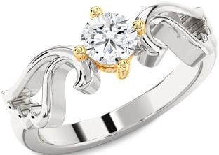 Diamond Silver & 10K gold Wings Ring