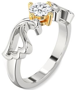Diamond Silver & 10K gold Wings Ring