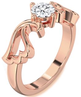 Diamond Rose Gold Wings Ring