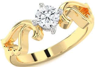 Diamond White Yellow Gold Wings Ring