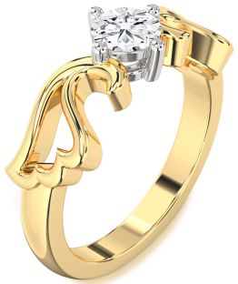 Diamond Platinum & Yellow Gold Wings Ring