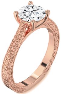 Diamond Rose Gold Round Vintage Engagement Ring