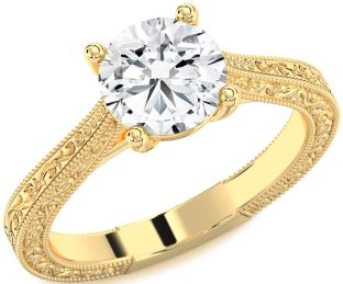 Diamond Gold Round Vintage Engagement Ring