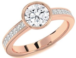 Diamond Rose Gold Round Solitaire Pave Engagement Ring
