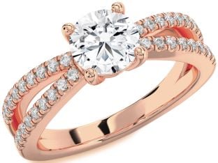 Diamond Rose Gold Round Solitaire Pave Engagement Ring