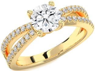 Diamond Gold Round Solitaire Pave Engagement Ring