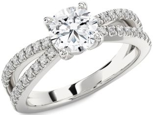 Diamond Platinum Round Solitaire Pave Engagement Ring