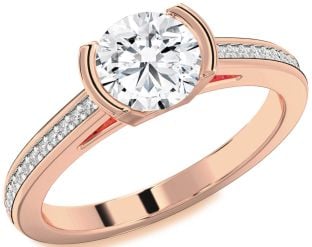 Diamond Rose Gold Round Solitaire Pave Engagement Ring