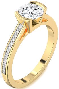 Diamond Gold Round Solitaire Pave Engagement Ring