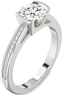 Diamond White Gold Round Solitaire Pave Engagement Ring
