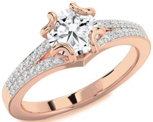Diamond Rose Gold Round Solitaire Pave Engagement Ring