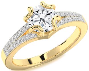 Diamond Gold Round Solitaire Pave Engagement Ring