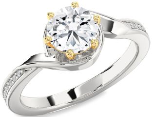 Diamond White Yellow Gold Round Solitaire Engagement Ring