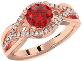 Diamond Ruby Rose Gold Evil Eye Ring