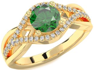 Diamond Emerald Gold Evil Eye Ring