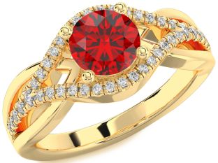 Diamond Ruby Gold Evil Eye Ring